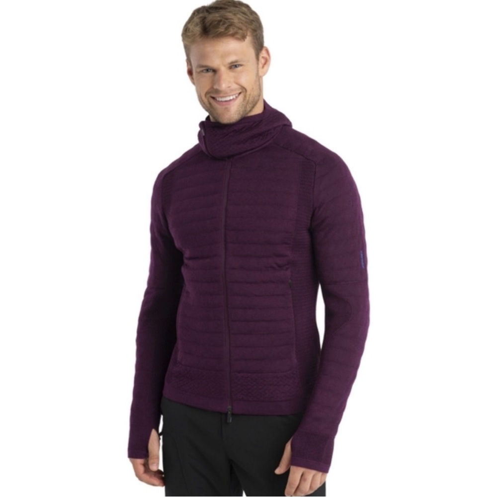 Icebreaker Purple Zoneknit Explore Merino Wool Blend Zip Hoodie Jacket
